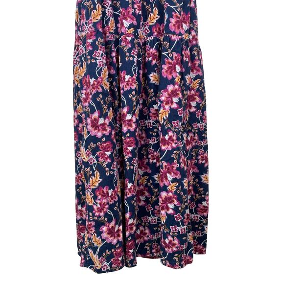 Old Navy Dress Sz M Linen Babydoll Cottage Fairy Feminine Floral Sun Midi Sun - Picture 7 of 10